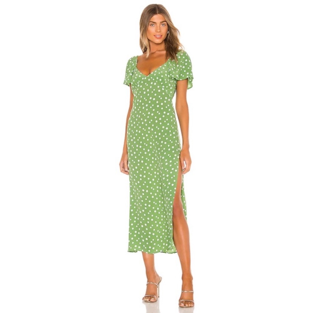 Revolve - Privacy Please green and white polka dot maxi dress